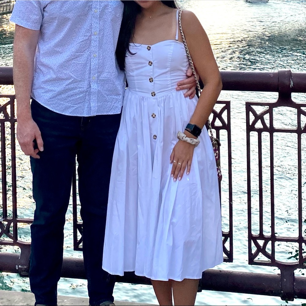 White Free People Button Down Midi Dress